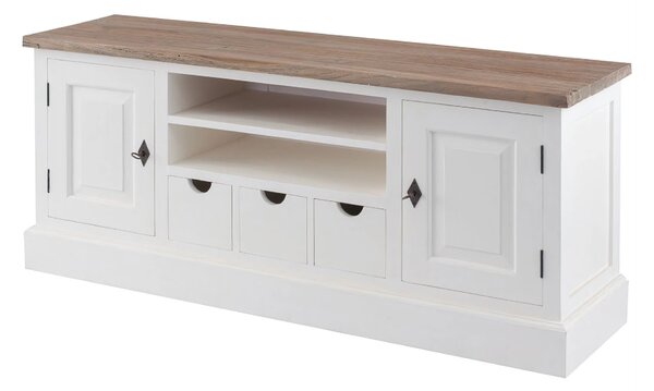 Dulap TV Brighton 150x40x65 cm alb & natural