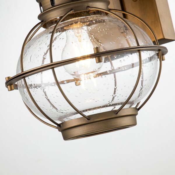 KICHLER Aplică de exterior Bridgeton alamă Ø 22,8 cm, reglabil, Bronz / Alamă Veche, Metal, Maritimă, Soclu de perete jos