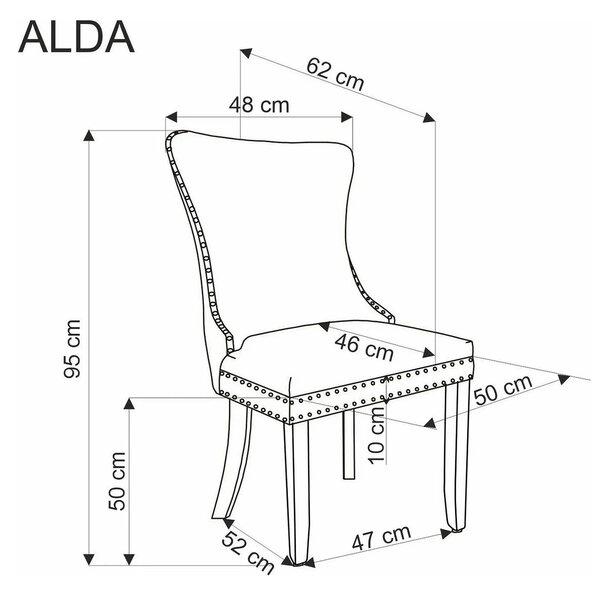 Scaun ALDA, gri/negru, stofa catifelata/lemn, 50x62x95 cm