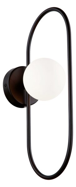 Viokef Fancy aplică cu abajur de sticlă, negru, reglabil, Negru, Camera de zi / sufragerie, Metal