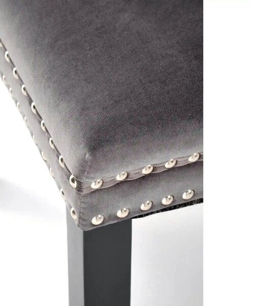 Scaun ALDA, gri/negru, stofa catifelata/lemn, 50x62x95 cm