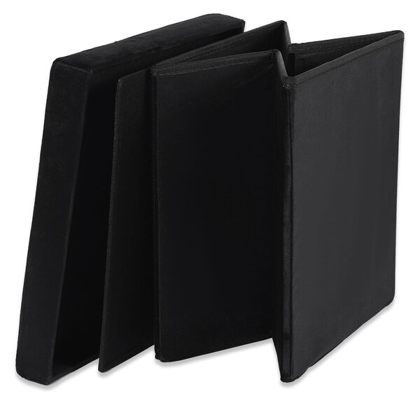 Taburet pliabil negru ZAREX VELVET L