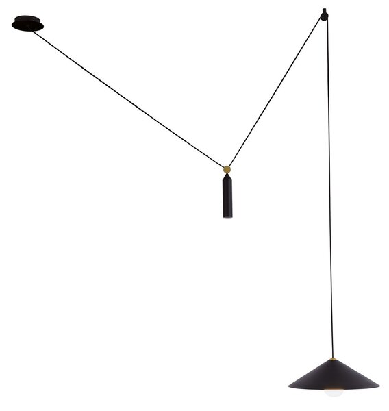 Viokef Lampă suspendată Alto cu suspensie intermediară, reglabil, Negru, Camera de zi / sufragerie, Metal
