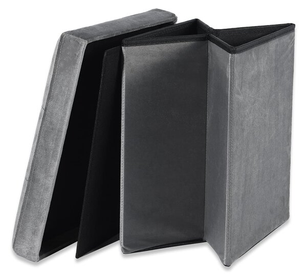 Taburet pliabil gri ZAREX VELVET L