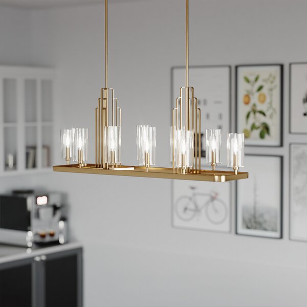 Quintiesse Kimrose lampă suspendată, 10 becuri, alamă, reglabil, Bronz / Alamă Veche, Camera de zi / sufragerie, Metal
