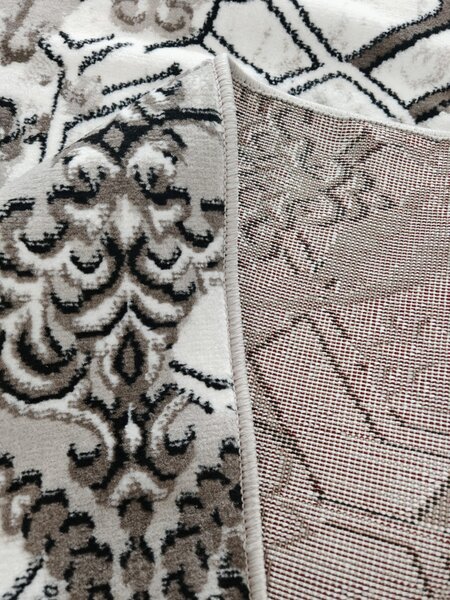 Traversă FRIDA 12310 Bone Vizion, Crem-Gri, Model Modern Geometric, Festonata la capete 0.6 metri, 2 metri