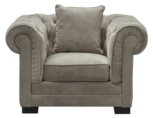 Fotoliu Chesterfield Classic Velvet Light Grey 118x96x77cm
