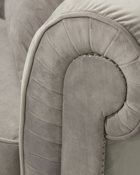 Fotoliu Chesterfield Classic Velvet Light Grey 118x96x77cm