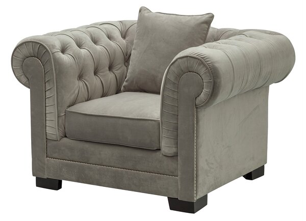 Fotoliu Chesterfield Classic Velvet Light Grey 118x96x77cm