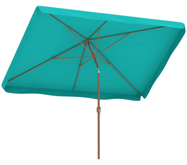 Outsunny Umbrelă de Grădină Înclinabilă cu Deschidere cu Manivelă și Orificiu de Aerisire, 300x200x235 cm, Turcoaz | Aosom Romania