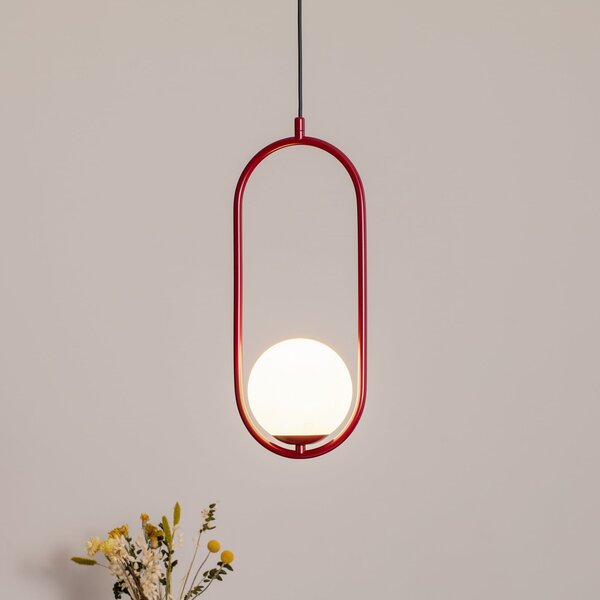 ALDEX Lampă suspendată Dione, 1 bec, roșu vin/alb, reglabil, Roșu, Camera de zi / sufragerie, Metal, Modern