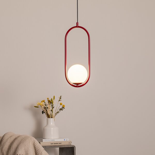 ALDEX Lampă suspendată Dione, 1 bec, roșu vin/alb, reglabil, Roșu, Camera de zi / sufragerie, Metal, Modern