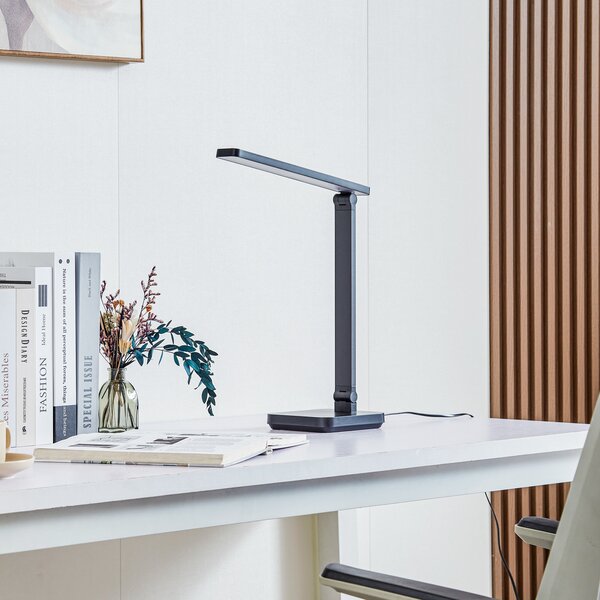 Lindby Lampă de birou LED Rylas, negru, USB, CCT, reglabil, Negru, Studiu / Birou, Modern