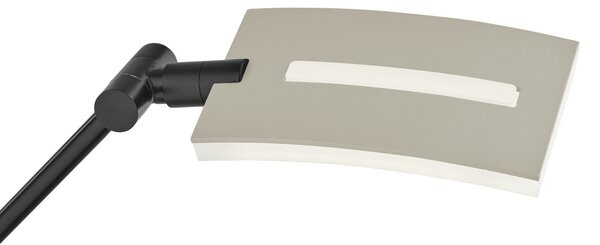 HELL Evolo lampă arc LED, CCT, taupe, reglabil, Bej, Camera de zi / sufragerie, Metal, Modern
