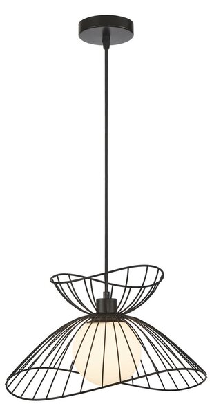 Viokef Belinda lampă suspendată abajur de sticlă, negru, reglabil, Negru, Hol, Metal, glob