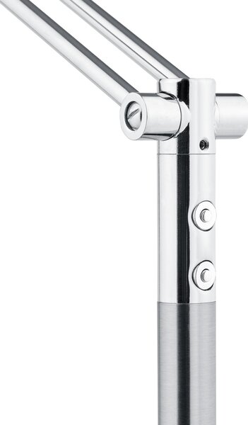 HELL Evolo lampă arc LED, CCT, nichel mat/crom, reglabil, Gri, Camera de zi / sufragerie, Metal, Modern