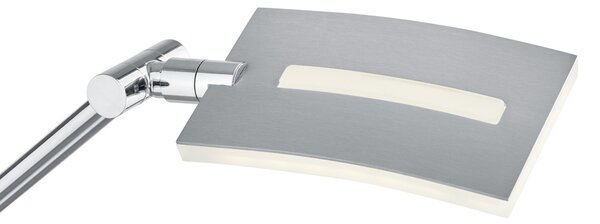 HELL Evolo lampă arc LED, CCT, nichel mat/crom, reglabil, Gri, Camera de zi / sufragerie, Metal, Modern