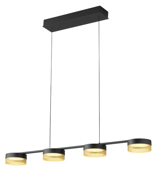 HELL Mesh suspendată LED 4 becuri dimmer negru/auriu, reglabil, Negru, Camera de zi / sufragerie, Metal, Modern