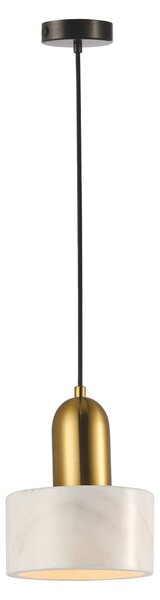 Viokef Marble lampă suspendată, abajur plin, alb, reglabil, Auriu / Alamă, Camera de zi / sufragerie, Metal