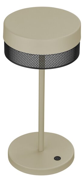 HELL Lampă de masă LED Baterie reîncărcabilă Mesh, înălțime 30cm nisip/negru, reglabil, Bej, Camera de zi / sufragerie, Aluminiu, Modern