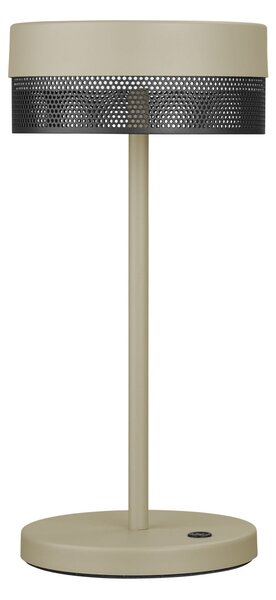 HELL Lampă de masă LED Baterie reîncărcabilă Mesh, înălțime 30cm nisip/negru, reglabil, Bej, Camera de zi / sufragerie, Aluminiu, Modern