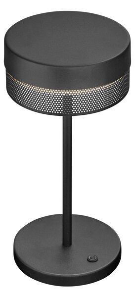 HELL Lampă de masă cu LED Baterie reîncărcabilă Mesh, înălțime 30 cm, negru, reglabil, Negru, Camera de zi / sufragerie, Aluminiu, Modern
