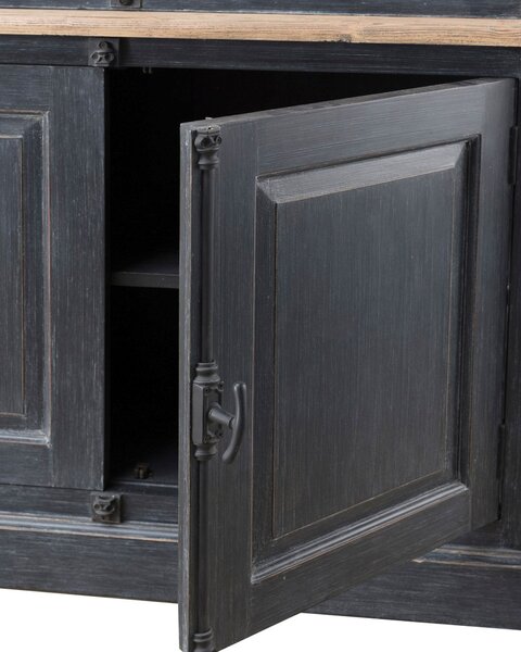 Bufet Gordes 110x46x230 old black & natural