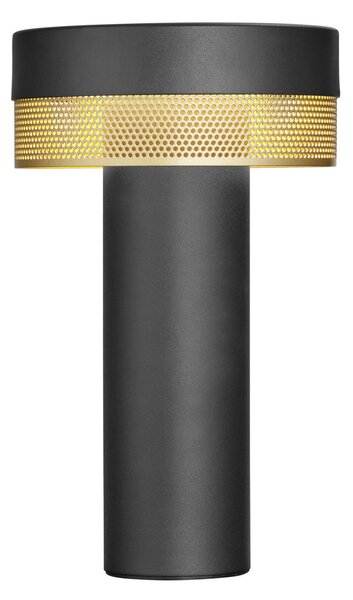 HELL Lampă de masă cu LED Baterie reîncărcabilă Mesh, înălțime 24cm,, reglabil, Negru, Camera de zi / sufragerie, Metal, Modern