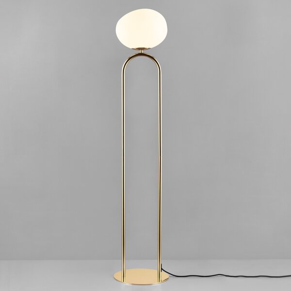 DFTP by Nordlux Shapes lampadar abajur de sticlă, alb/alamă, Auriu / Alamă, Camera de zi / sufragerie, Sticlă, Design