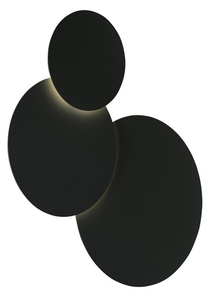 HELL Tilda aplică LED rotundă 3 becuri negru, reglabil, Negru, Camera de zi / sufragerie, Metal, Modern