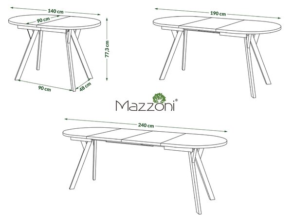 Mazzoni Masă ovală extensibilă ALMO Negru Mat