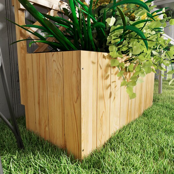 Outsunny Jardinieră din Lemn cu Suport pentru Plante și Orificii de Drenaj, 76x33x177 cm, Natural | Aosom Romania