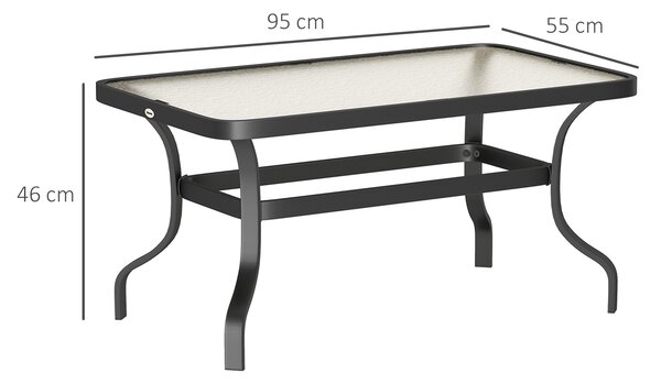 Outsunny Măsuță de Cafea pentru Exterior cu Blat din Sticlă Securizată, 95x55x46 cm, Negru | Aosom Romania