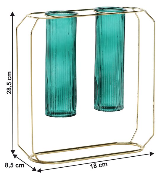 KONDELA Vaza dublă, smarald/auriu, ROSEIN TYP 2