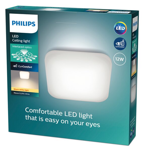 Philips Plafonieră Mauve LED 2,700K 26 x cm, Alb, Camera de zi / sufragerie, Plastic