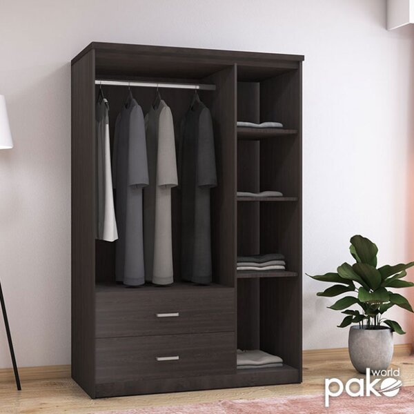 Dulap Olympus Cu 3 Uși Și Sertare + Oglindă Culoare Wenge 120x57x183 cm