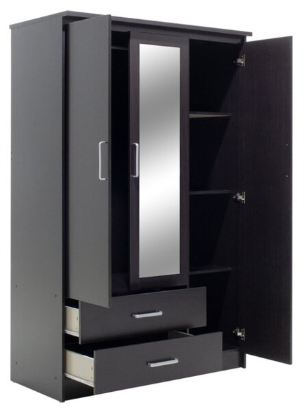 Dulap Olympus Cu 3 Uși Și Sertare + Oglindă Culoare Wenge 120x57x183 cm