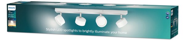 Philips Spot LED Bracia cu 4 becuri, alb, Alb, Camera de zi / sufragerie, Metal, Modern