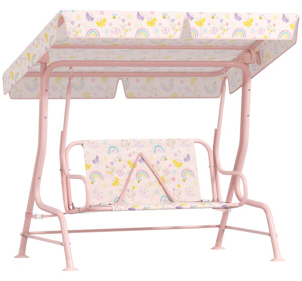 AIYAPLAY Leagăn pentru Copii cu Copertină Reglabilă și Centură de Siguranță, 120x112x75 cm, Roz | Aosom Romania