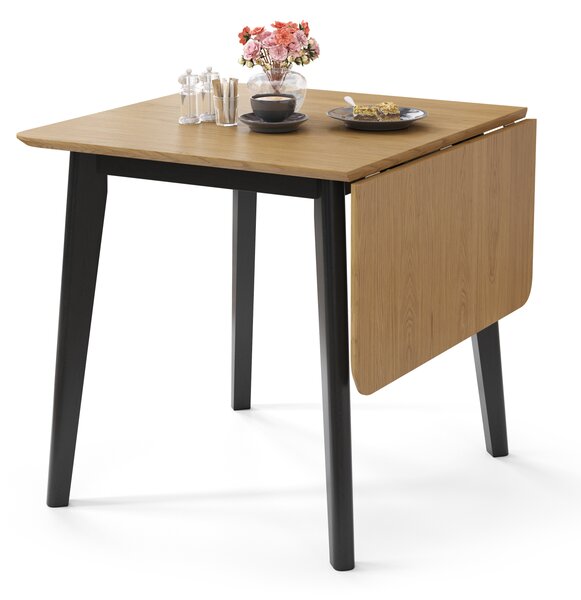 MAZZONI EXPORT ROXY Stejar natural/cadru negru - MASĂ RABATABILĂ DE LEMN PENTRU BUCĂTĂRIE/SUFRAGERIE RETRO EXTENSIBILĂ