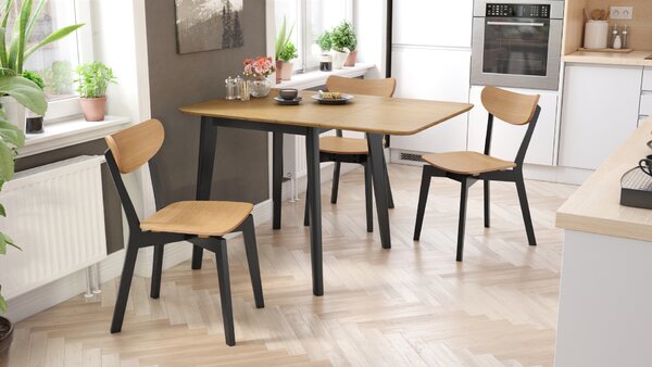 MAZZONI EXPORT ROXY Stejar natural/cadru negru - SCAUN DE LEMN PENTRU SALON SUFRAGERIE BUCĂTĂRIE RETRO