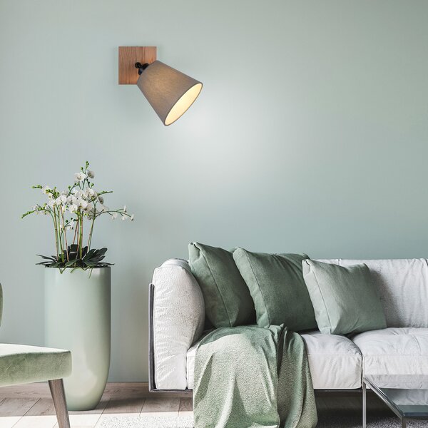 JUST LIGHT. GmbH Spot de perete verde Michel cu abajur textil, reglabil, Lemn, Camera de zi / sufragerie, Lemn