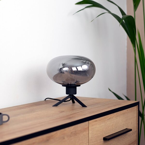 Steinhauer Lampă de masă Reflexion, Ø 22 cm, negru, Negru, Camera de zi / sufragerie, Metal