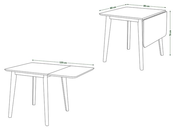 MAZZONI EXPORT ROXY Stejar natural/cadru negru - MASĂ RABATABILĂ DE LEMN PENTRU BUCĂTĂRIE/SUFRAGERIE RETRO EXTENSIBILĂ