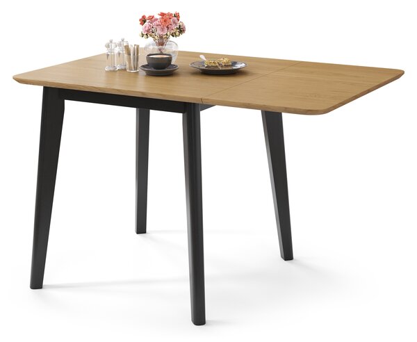 MAZZONI EXPORT ROXY Stejar natural/cadru negru - MASĂ RABATABILĂ DE LEMN PENTRU BUCĂTĂRIE/SUFRAGERIE RETRO EXTENSIBILĂ
