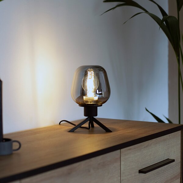 Steinhauer Lampă de masă Reflexion, Ø 15 cm, înălțime 23 cm, Negru, Camera de zi / sufragerie, Metal
