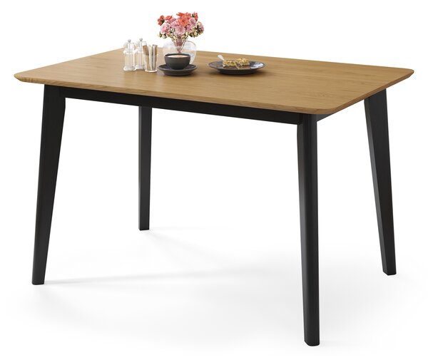 MAZZONI EXPORT ROXY Stejar natural/cadru negru - MASĂ RECTANGULARĂ 120x80 cm DE LEMN PENTRU BUCĂTĂRIE/SUFRAGERIE RETRO