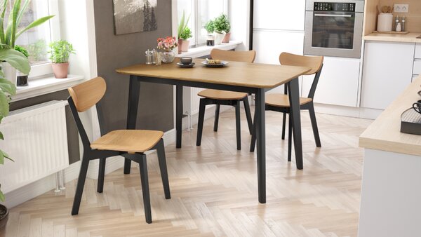 MAZZONI EXPORT ROXY Stejar natural/cadru negru - SCAUN DE LEMN PENTRU SALON SUFRAGERIE BUCĂTĂRIE RETRO