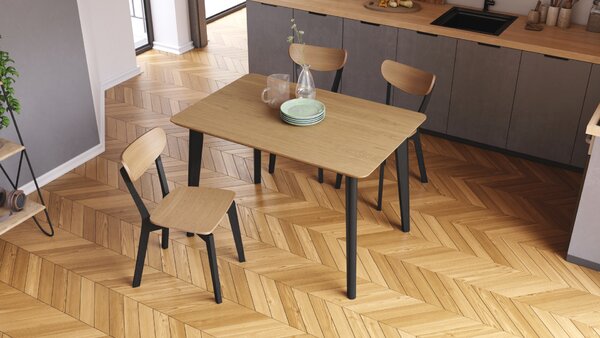 MAZZONI EXPORT ROXY Stejar natural/cadru negru - SCAUN DE LEMN PENTRU SALON SUFRAGERIE BUCĂTĂRIE RETRO
