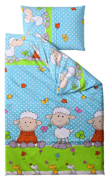 Lenjerie de pat din bumbac pentru patut OVECELE albastru Dimensiune lenjerie de pat: 45 x 65 cm | 90 x 135 cm